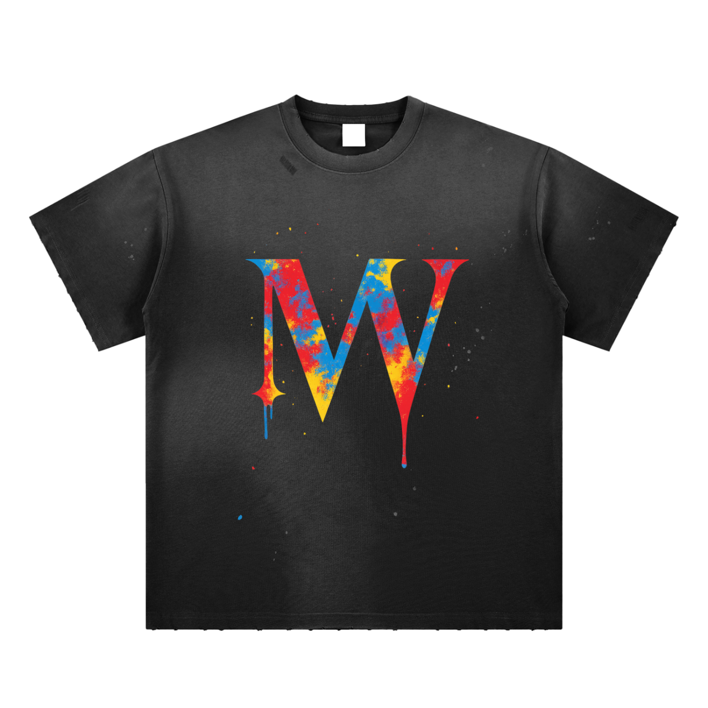 Hand-Frayed Sunfade Paint Splatter T-Shirt