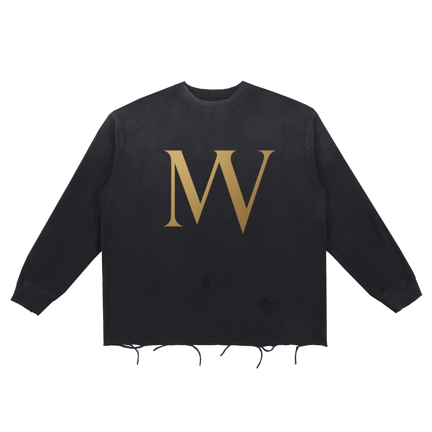 Snow Wash Raw Edge Cotton T-Shirt