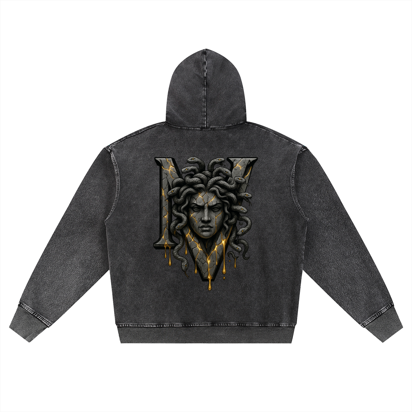 Snow Wash Oversized Zip-Up Hoodie