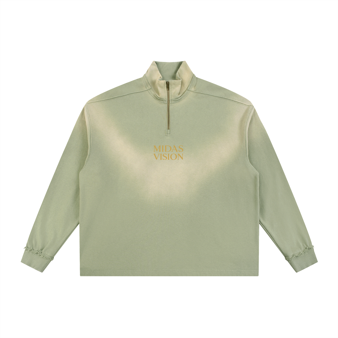 Sun Fade Raw Edge Quarter-Zip Sweatshirt