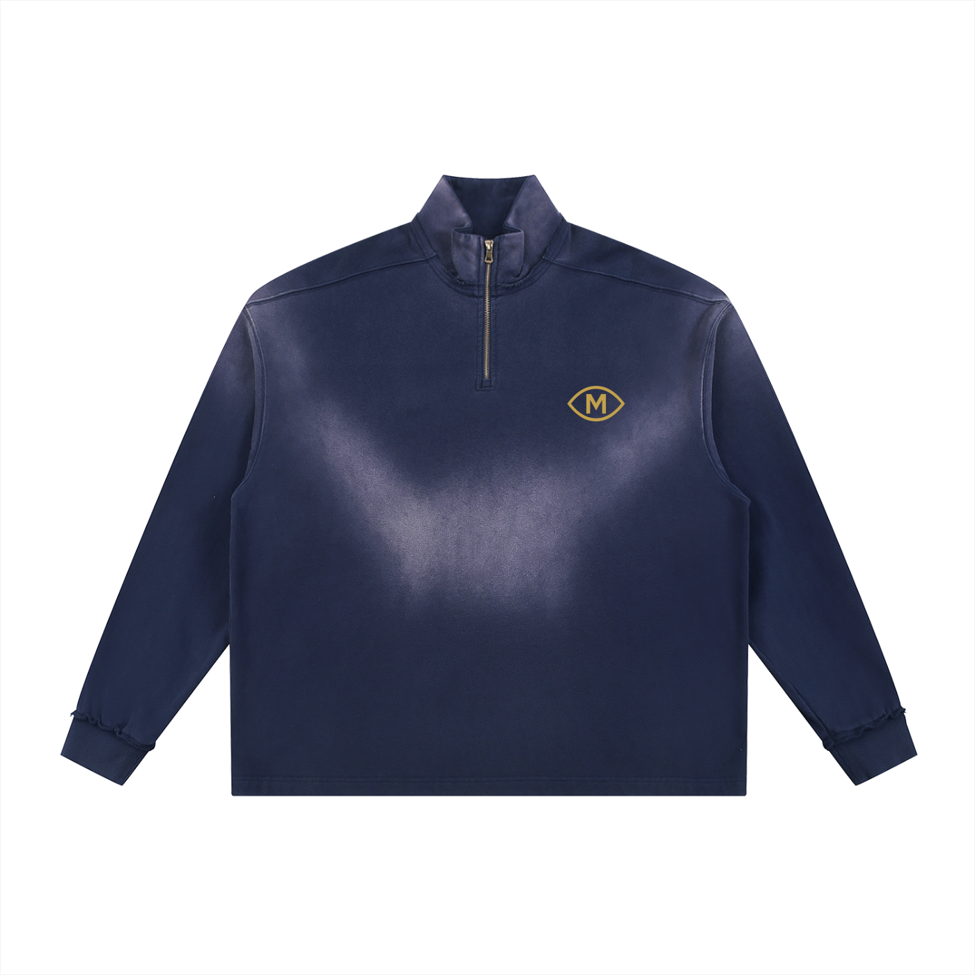 Sun Fade Raw Edge Quarter-Zip Sweatshirt